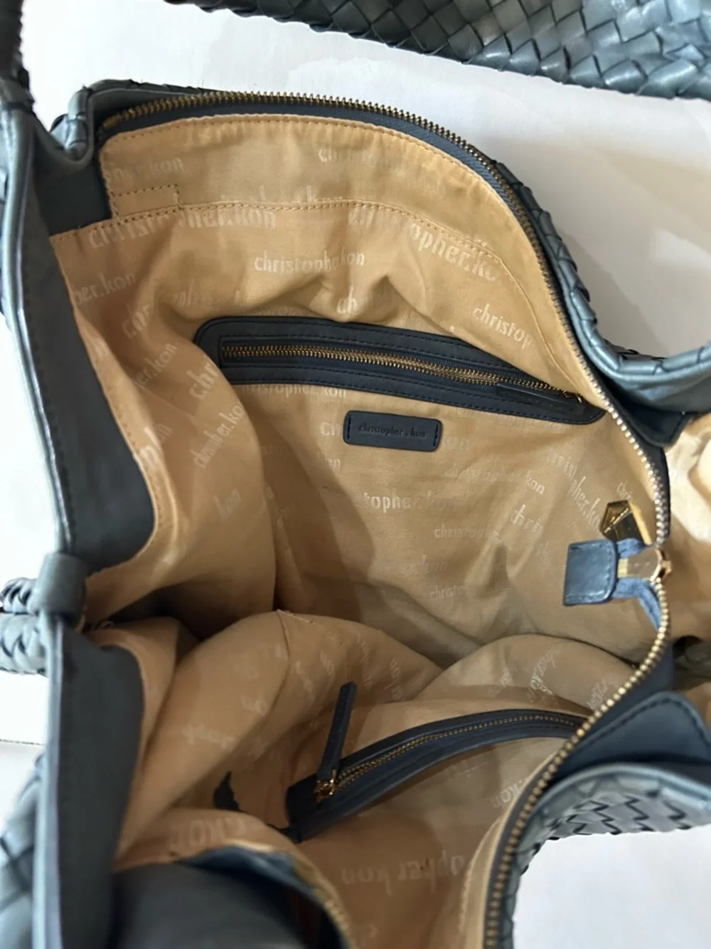 Christopher Kon Woven Leather Hobo Shoulder Bag in Blue